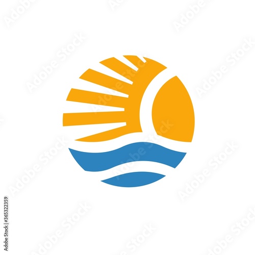 Abstract design of the sun and sea icons.