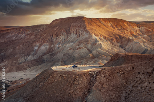 Sunset in the Negev desert. Southern Israel.