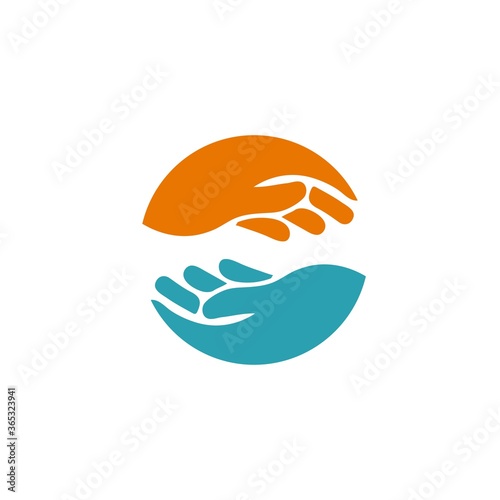 Team logo abstract two hands help
