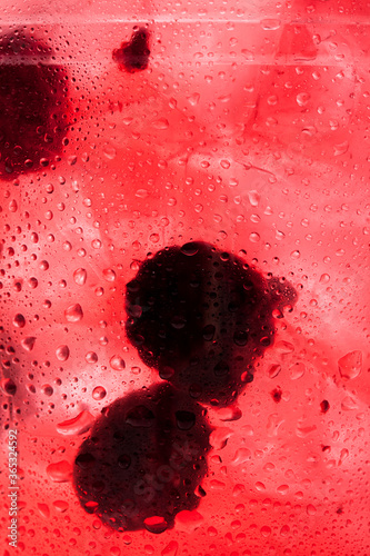 Macro photo of cold and refreshing berry drink