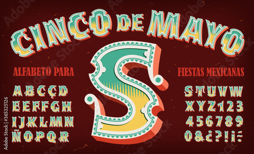 An Alphabet with Intricate Decorations and 3d Effects, Ideal for Mexican or Latin American Themed Graphics