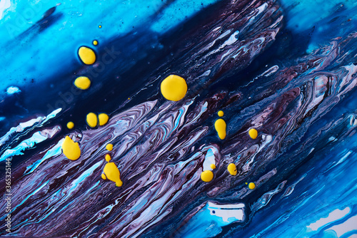 Blue sea wave abstract background. Liquid paint texture, fluid art, night ocean