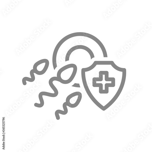 Healthy protected fertilization line icon. Parenthood healthcare, first aid for miscarriage symbol