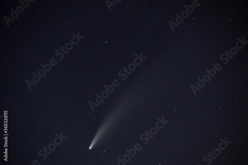 viewpoints at night, comet NEOWISE from the Vilasouto reservoir in Galicia, Spain