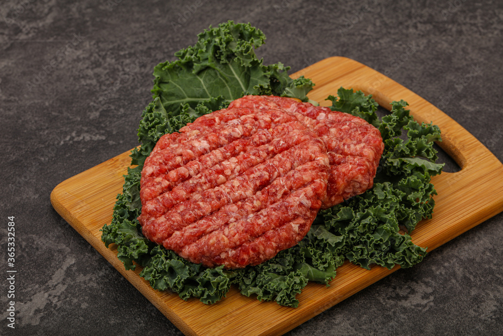 Raw beef burger cutlet for cooking Raw beef burger cutlet for cooking