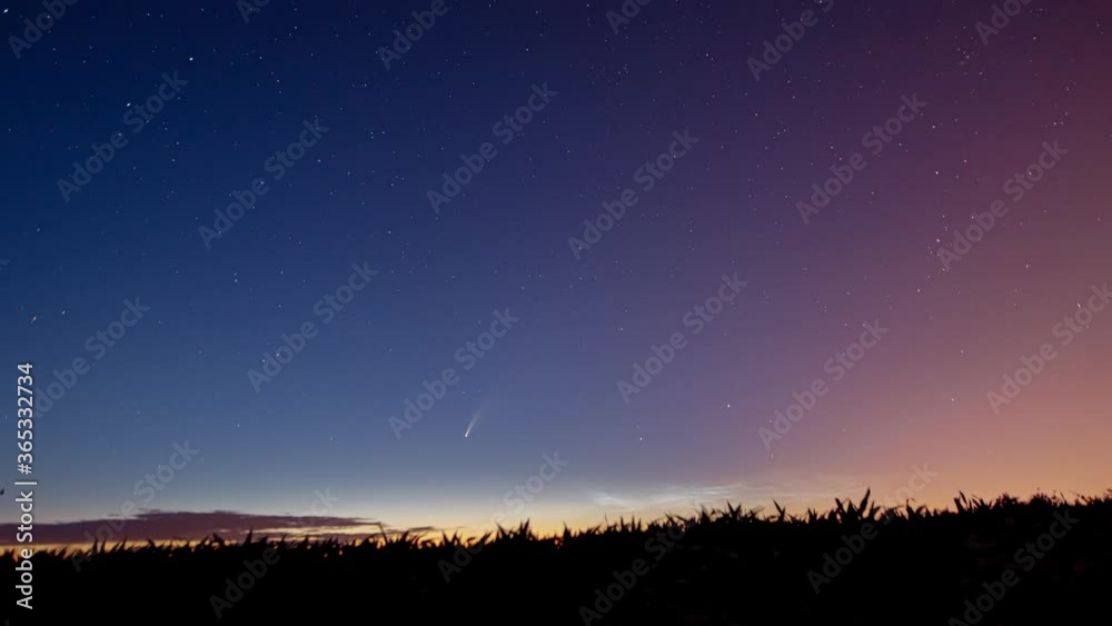 timelapse of comet movement in the night sky after sunset timelapse of comet movement in the night sky after sunset