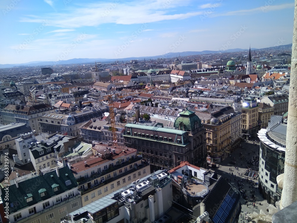 Panoramic view from above in Vienna in Austria.