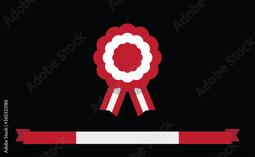 Peruvian cockade vector illustration. National symbol with Peru flag colors. Red and white rosette ribbon.