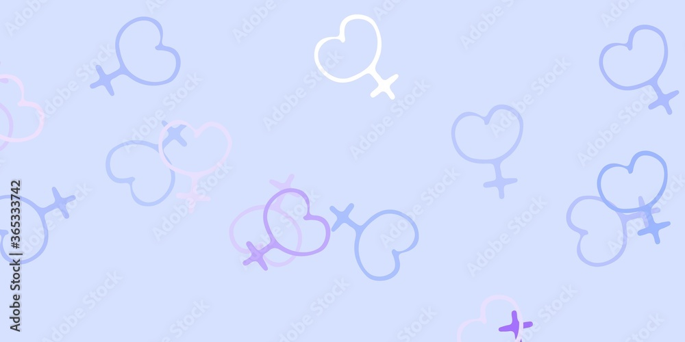 Light Purple vector background with woman symbols.