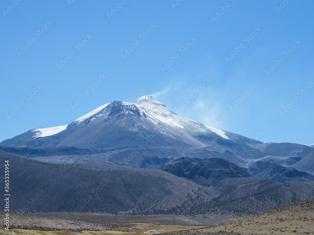 Signs of the activity of Guallatiri volcano in the Altiplano in the north of Chile. Signs of the activity of Guallatiri volcano in the Altiplano in the north of Chile.