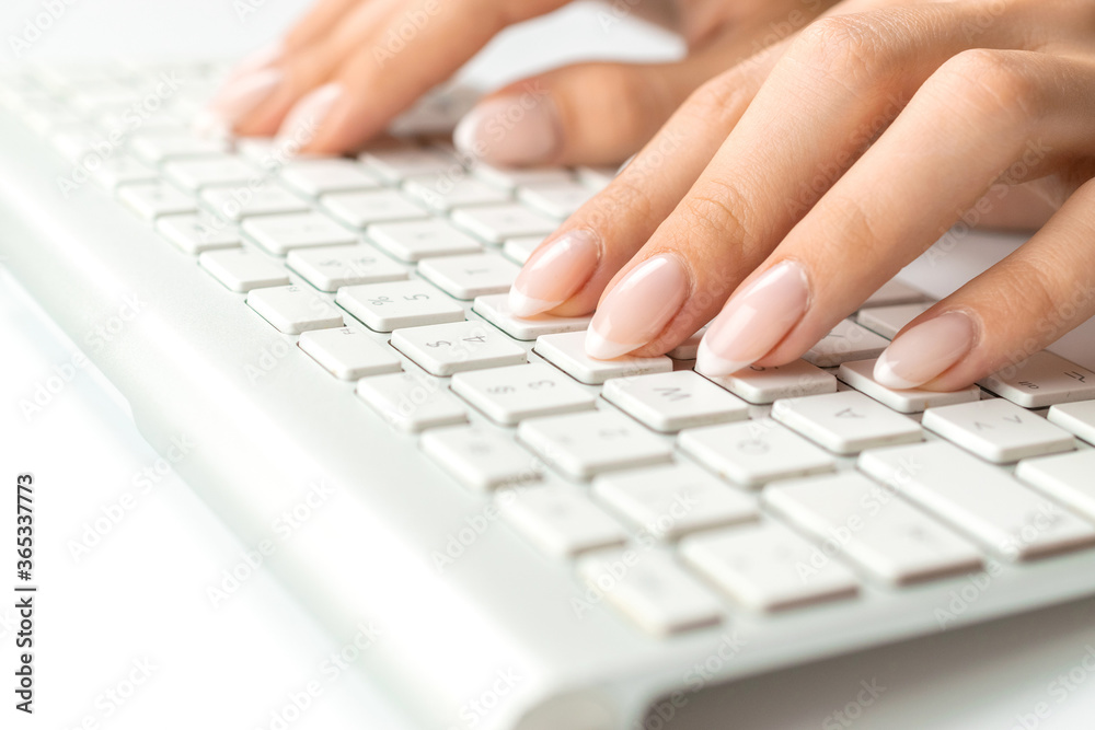Work woman. Female online work female. Hand typing on desktop office computer keyboard. Woman using laptop. Blogger working online concept Work woman. Female online work female. Hand typing on desktop office computer keyboard. Woman using laptop. Blogger working online concept
