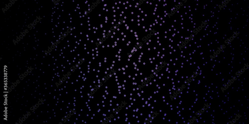 Dark Purple vector background with small and big stars. Blur decorative design in simple style with stars. Theme for cell phones.