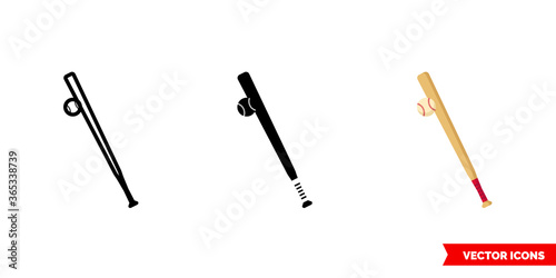 Bit and ball icon of 3 types. Isolated vector sign symbol.