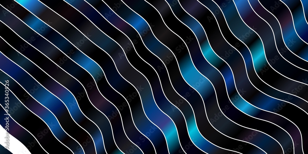 Obraz premium Dark BLUE vector pattern with lines. Brand new colorful illustration with bent lines. Template for cellphones.