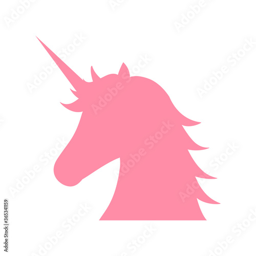 head of the unicorn, vector illustration. pink silhouette.