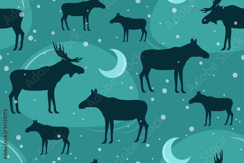 moose seamless pattern. vector illustration.