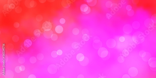 Light Pink vector pattern with spheres. Glitter abstract illustration with colorful drops. Pattern for websites.