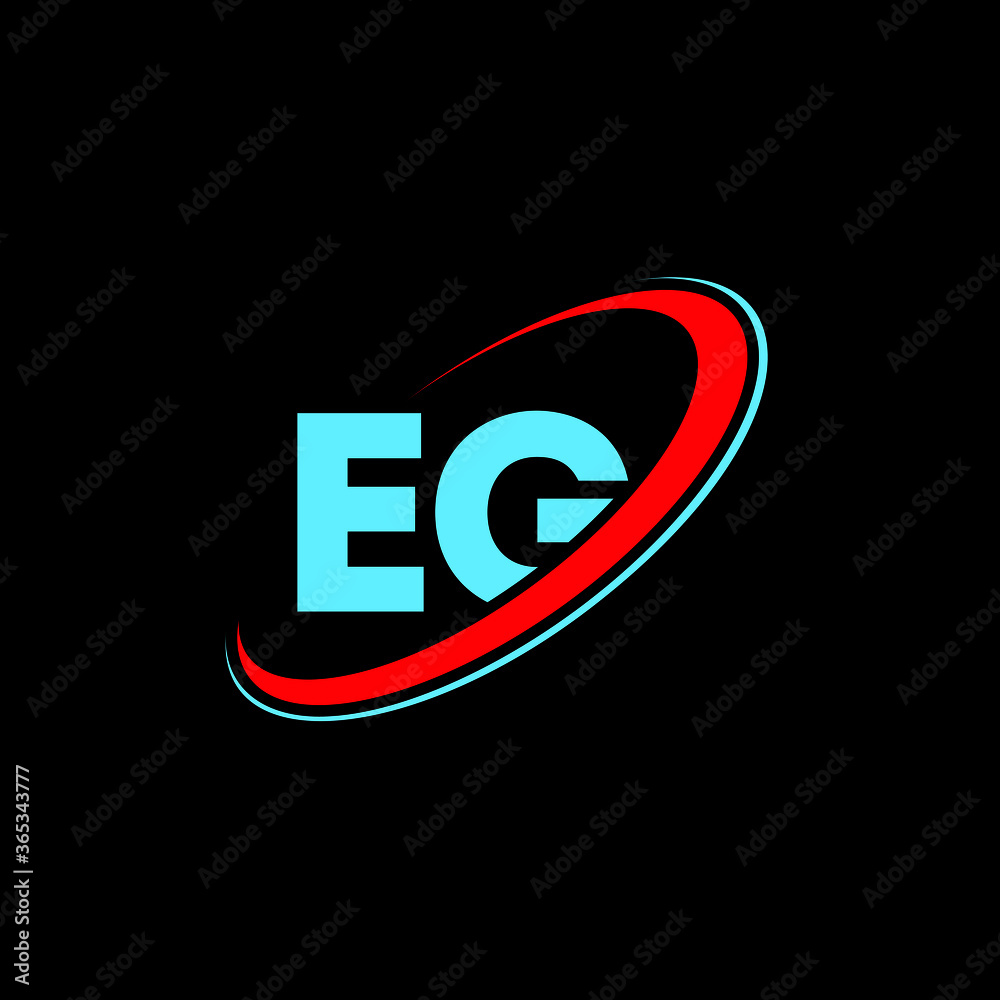 EG E G Letter Logo Design Initial Letter EG Linked Circle Uppercase Monogram Logo Red And Blue 