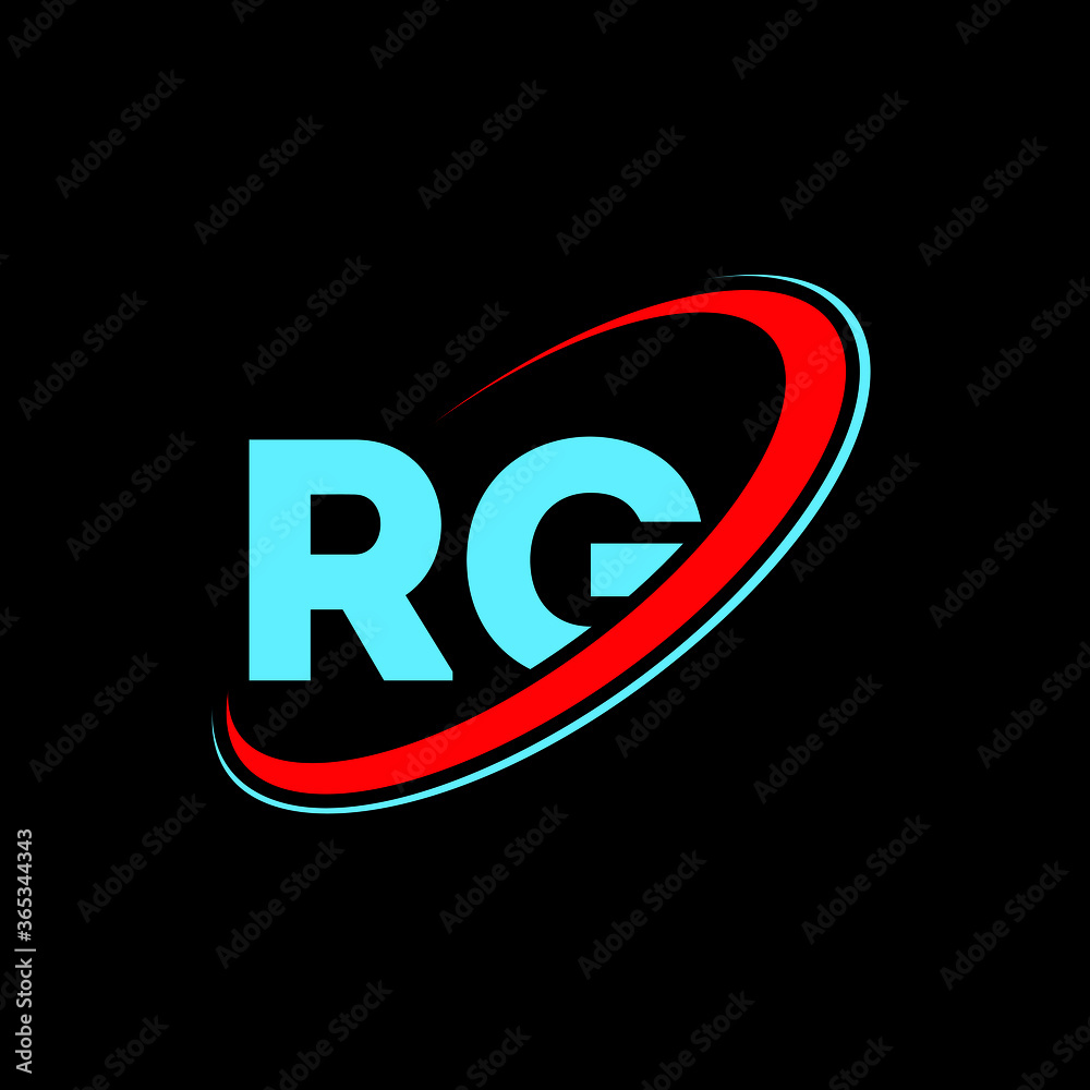 RG R G letter logo design. Initial letter RG linked circle uppercase ...