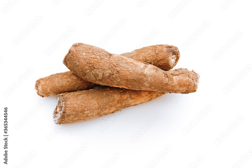 cassava pile. isolated white background. copyspace cassava pile. isolated white background. copyspace