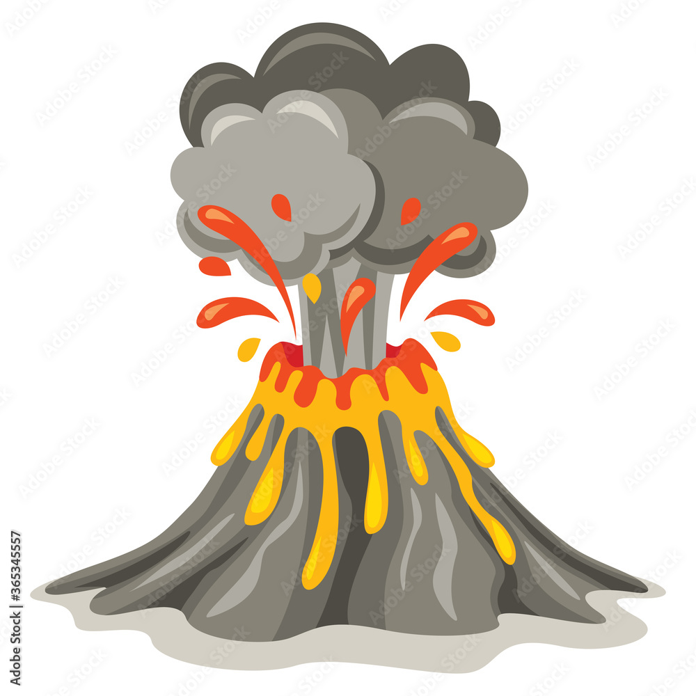 Fototapeta premium Volcano Erruption And Lava Drawing