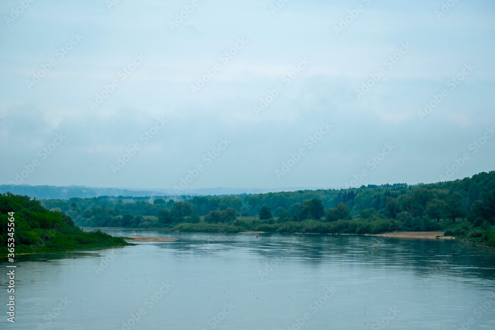 landscape depicting the channel of the Oka River