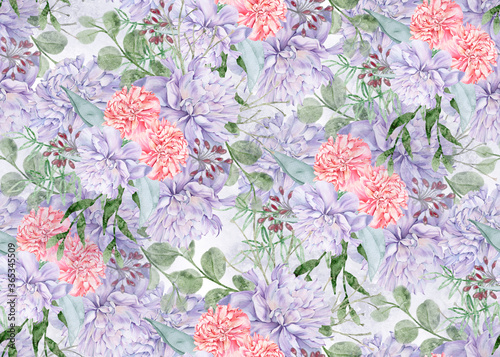 Background of peony flowers. Seamless pattern.