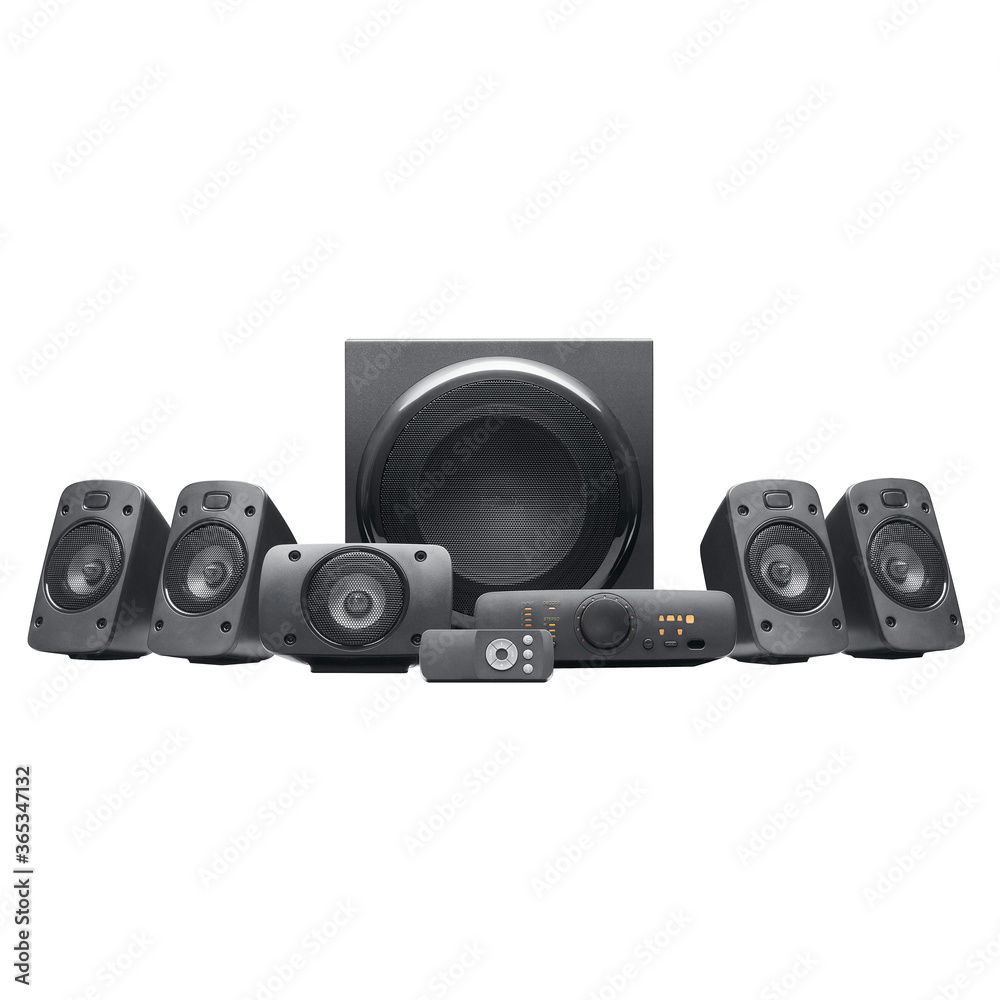 5.1-Channel Soundbar with Wireless Subwoofer Isolated. Data Surround  Speakers. Loudspeakers. 460W Home Theatre Entertainment System. Acoustic  Audio Sound Stereo System 5-Channel Output with Subwoofer foto de Stock |  Adobe Stock
