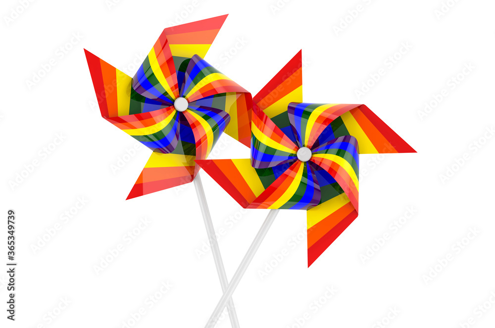 Pinwheel with Rainbow LGBT flag, 3D rendering Pinwheel with Rainbow LGBT flag, 3D rendering