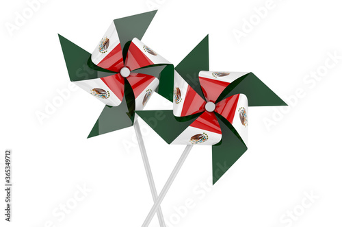 Pinwheel with Mexican flag, 3D rendering