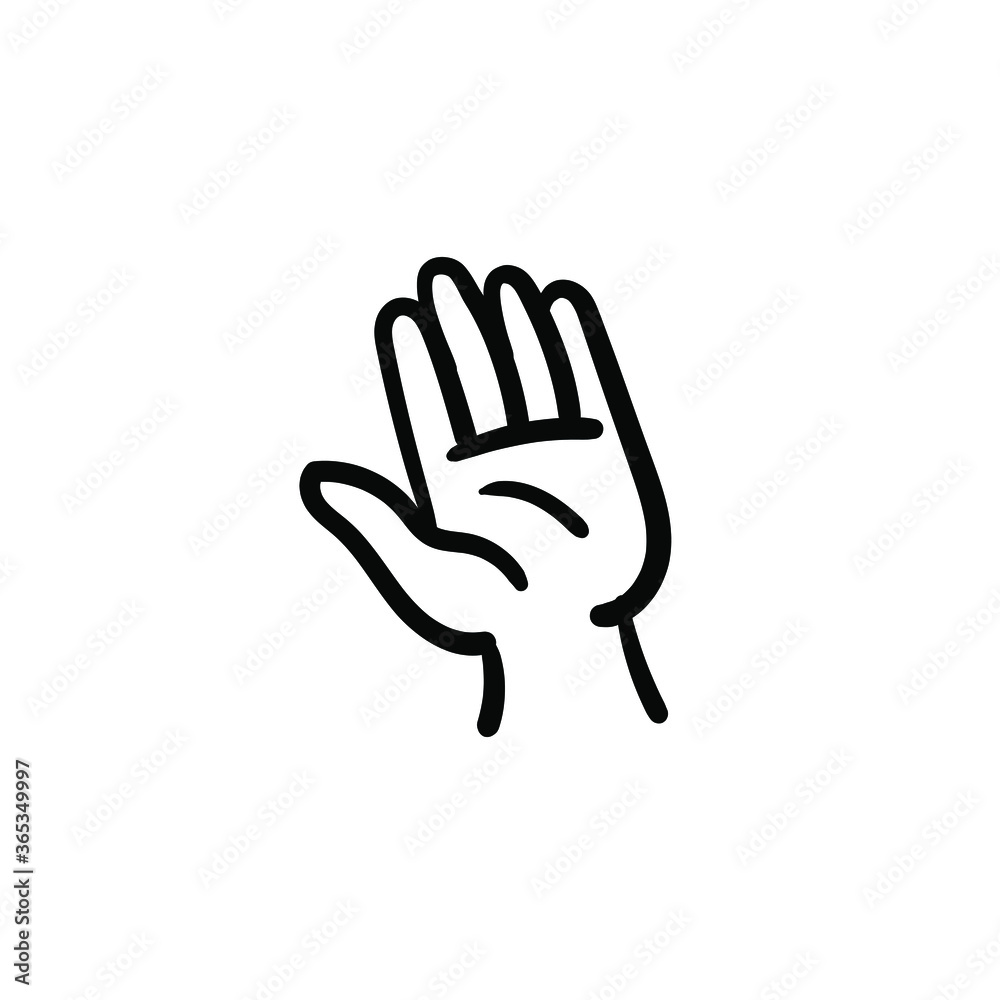 Hand drawn palm. Simple vector icon