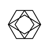 geometric hexagon with rhombus shape icon, line style