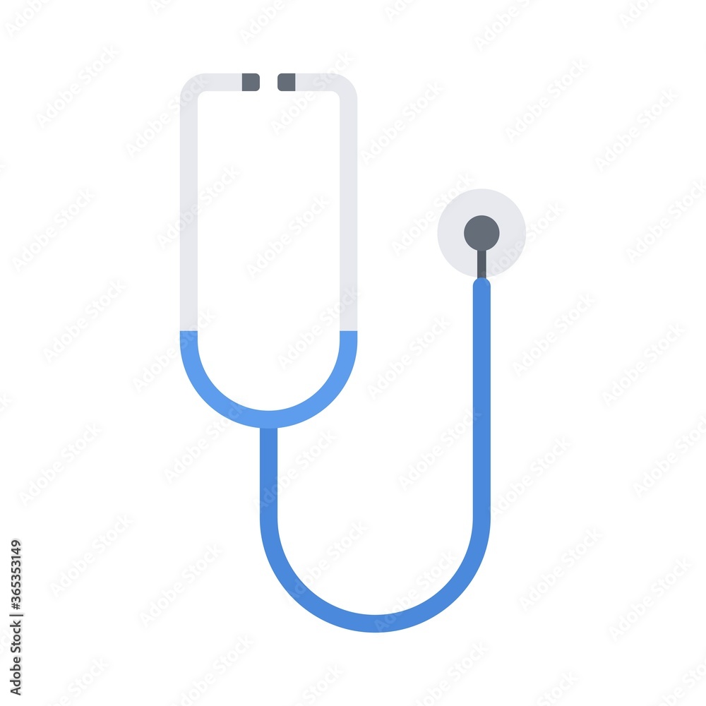 Stethoscope vector icon in flat design style. Medical doctor tool for heart beat listening. Stethoscope vector icon in flat design style. Medical doctor tool for heart beat listening.