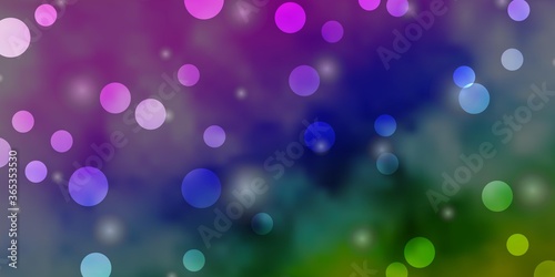 Light Multicolor vector background with circles, stars. Abstract design in gradient style with bubbles, stars. Pattern for booklets, leaflets.