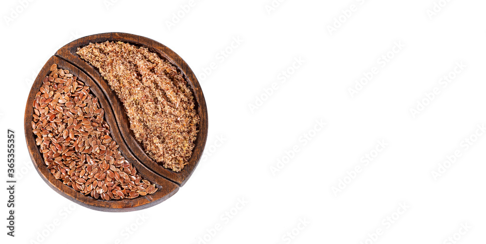 Linum usitatissimum - Whole and crushed flax seeds Linum usitatissimum - Whole and crushed flax seeds