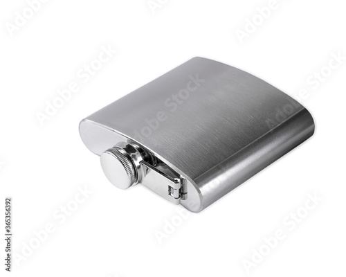 Metal flask on white background, isolate