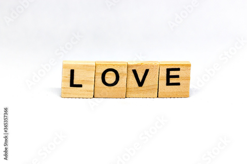 Love, letters with a white background
