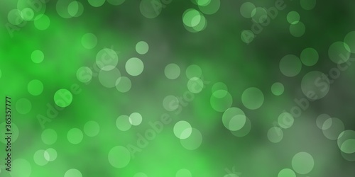 Light Green vector background with bubbles. Abstract colorful disks on simple gradient background. Pattern for websites.