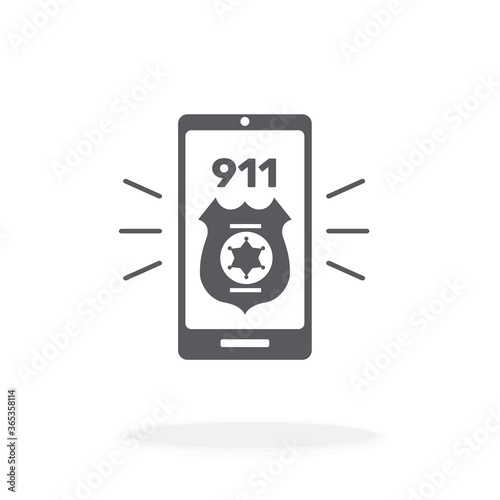 Call 911 Police Emergency Services Icon Symbol - Vector Illustration.