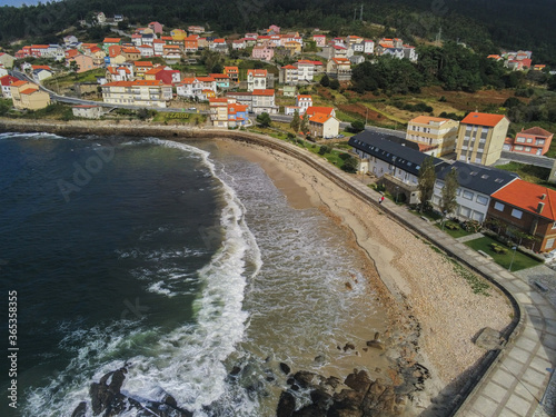 View of beautiful Coastal village in Galicia.Spain. Drone Photo