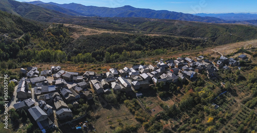 Aerial view in beautiful village in the Camino de Santiago. Galicia.Spain