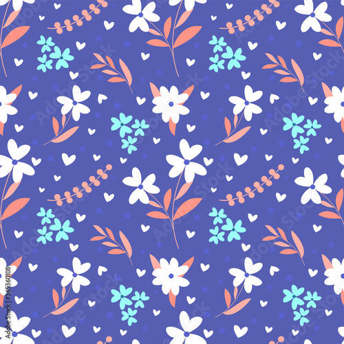 Cute Vintage Pastel Hand Drawn Flower Seamless Pattern for fabric print