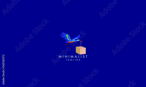 bird silhouette logo vector with bring happiness box gift, reward, surprise, food and many thing. deliver to people. Modern vintage flying bird flat icon. Apply to web site, smart mobile phone apps
