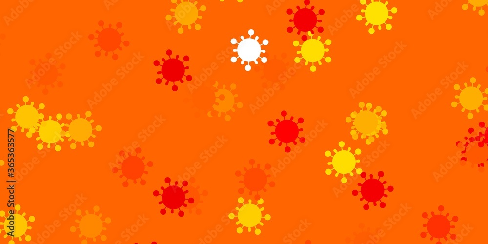 Light red, yellow vector pattern with coronavirus elements. Light red, yellow vector pattern with coronavirus elements.