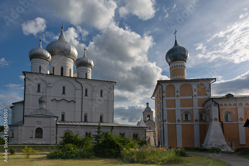 Khutyn Monastery .Veliky Novgorod.Spaso Transfiguration Cathedral and the Church of Varlaam Khutyn