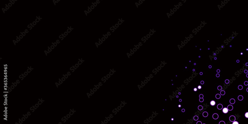Dark Purple vector backdrop with circles. Glitter abstract illustration with colorful drops. Design for your commercials.