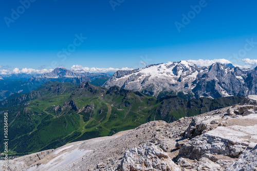 View from Piz Boe in the Dolomite alps, Italy photo