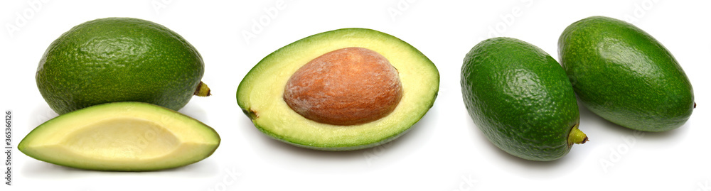 Collection avocado isolated on a white background. Perfectly retouched, full depth of field on the photo. Creative healthy food concept. Top view, flat lay Collection avocado isolated on a white background. Perfectly retouched, full depth of field on the photo. Creative healthy food concept. Top view, flat lay
