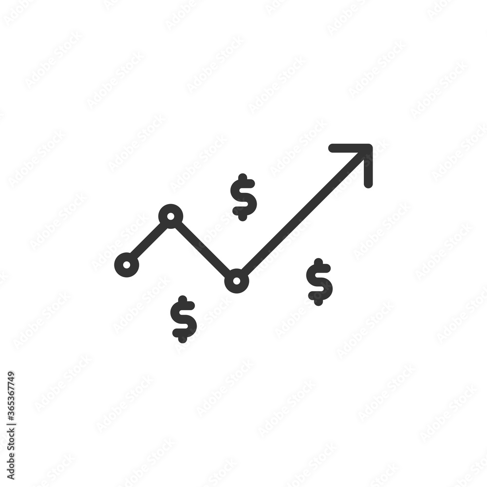 dollar rate increase icon. Money symbol with stretching arrow up. rising prices. Business cost sale icon. cash salary increase. investment growth. vector illustration dollar rate increase icon. Money symbol with stretching arrow up. rising prices. Business cost sale icon. cash salary increase. investment growth. vector illustration