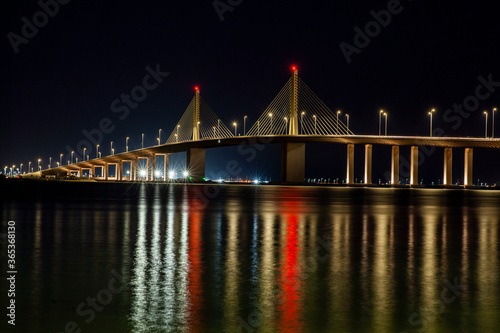 night view of al bateen bridge Abu Dhabi  photo
